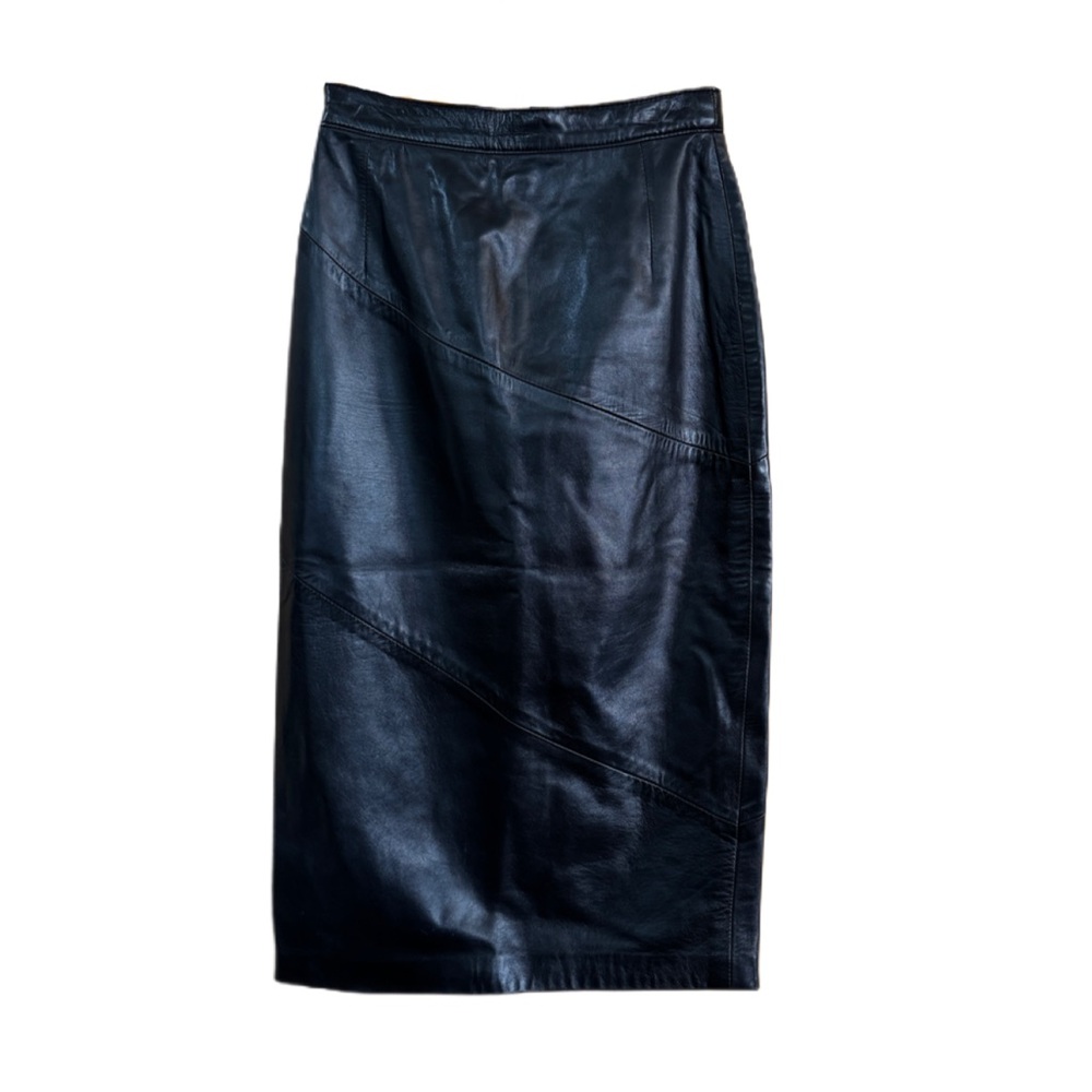 Black Leather Midi Skirt